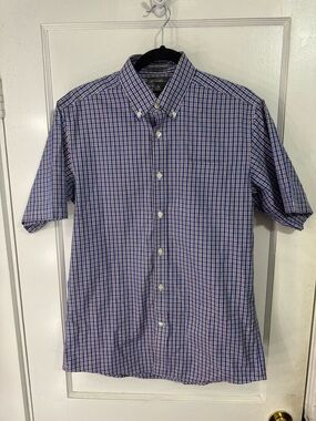 Eddie Bauer Men's Size S Wrinkle Free Relaxed Fit Short Sleeve Plaid Button Down